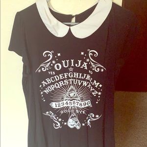 OUIJA BOARD WHITE PETER PAN COLLAR GIRLS TOP